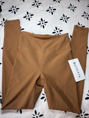 Athleta Ribbed High-Waist Leggings in Camel Brown